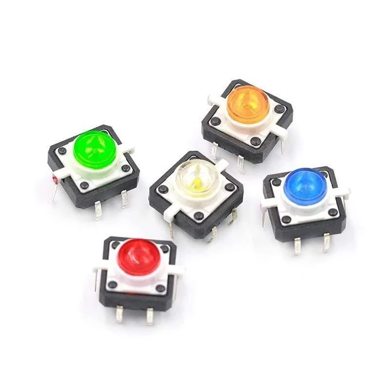 5 STÜCKE 1 Set 12X12X7.3 Tastbarer Druckschalter Momentant Tact LED 5 Farbe 12X12X7.3mm 12 * 12 * 7.3mm DC12V 50mA