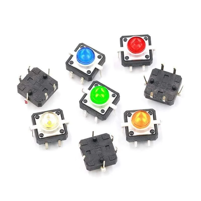 5 STÜCKE 1 Set 12X12X7.3 Tastbarer Druckschalter Momentant Tact LED 5 Farbe 12X12X7.3mm 12 * 12 * 7.3mm DC12V 50mA