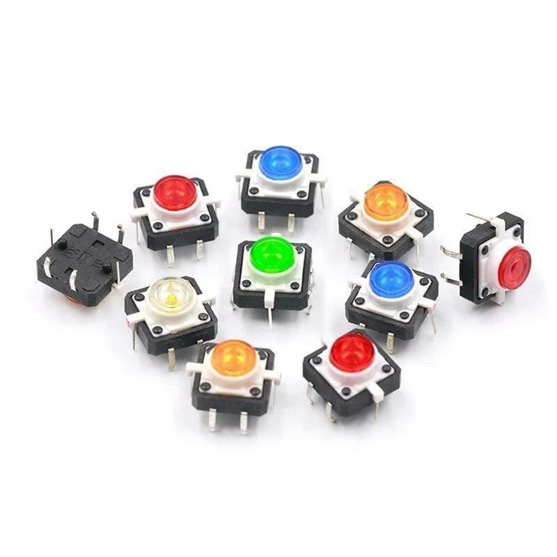 5 STÜCKE 1 Set 12X12X7.3 Tastbarer Druckschalter Momentant Tact LED 5 Farbe 12X12X7.3mm 12 * 12 * 7.3mm DC12V 50mA