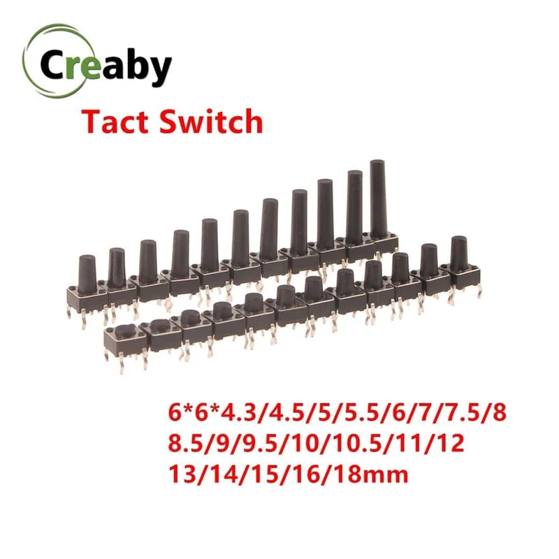 Mikroschalter 6x6mm Panel PCB Momentary Tactile Tact Mini Druckschalter DIP 4pin 6x6x4.3/4.5/5/6/18 MM 6*6*4.3mm 4.5mm