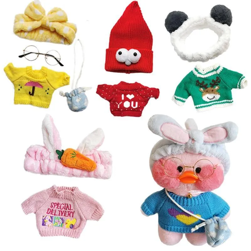 30cm LaLafanfan Cafe Ente Plüschtier Puppe Kleidung Cartoon Gelbe Ente Gefüllte Puppen Puppenzubehör Kinderspielzeug Geschenk Für Kinder