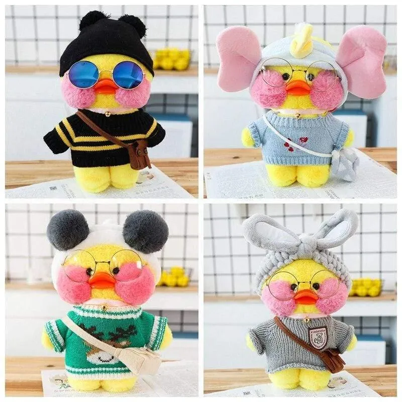 30cm LaLafanfan Cafe Ente Plüschtier Puppe Kleidung Cartoon Gelbe Ente Gefüllte Puppen Puppenzubehör Kinderspielzeug Geschenk Für Kinder