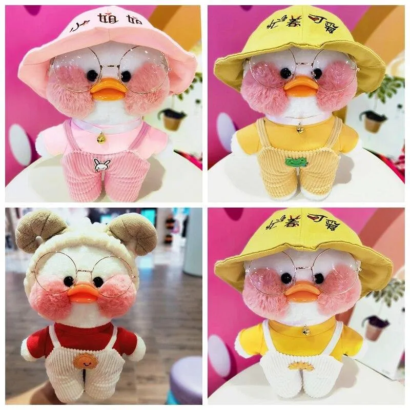 30cm LaLafanfan Cafe Ente Plüschtier Puppe Kleidung Cartoon Gelbe Ente Gefüllte Puppen Puppenzubehör Kinderspielzeug Geschenk Für Kinder