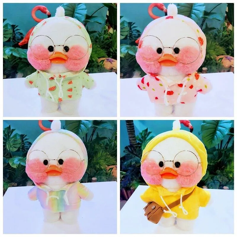 30cm LaLafanfan Cafe Ente Plüschtier Puppe Kleidung Cartoon Gelbe Ente Gefüllte Puppen Puppenzubehör Kinderspielzeug Geschenk Für Kinder