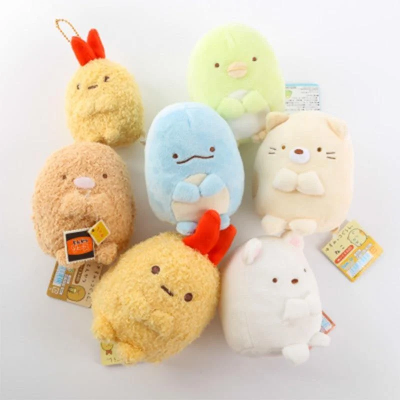 7 cm Sumikko Gurashi Plüsch-Anhänger Schlüsselanhänger Plüschtiere für Kinder Kinder Gefüllte Puppe Spielzeug Mädchen Geburtstagsgeschenk Tasche Hängen Anhänger