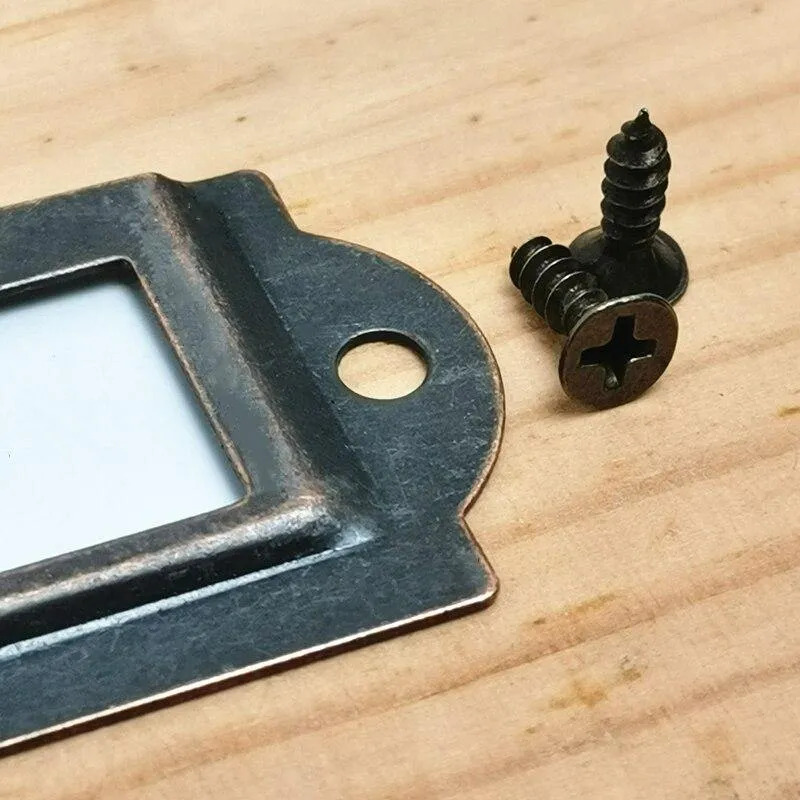 10 Stück Etiketten-Zugrahmen, antikes Messing, goldene Medizin-Schublade, Datei, Namenskartenhalter, Möbel-Hardware-Zubehör