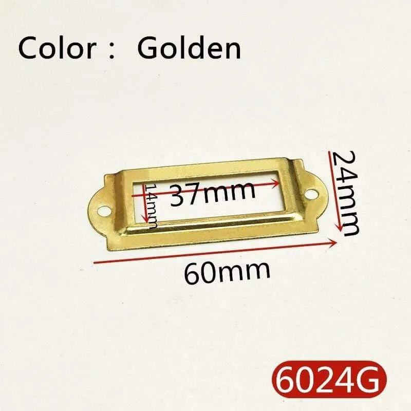 10 Stück Etiketten-Zugrahmen, antikes Messing, goldene Medizin-Schublade, Datei, Namenskartenhalter, Möbel-Hardware-Zubehör