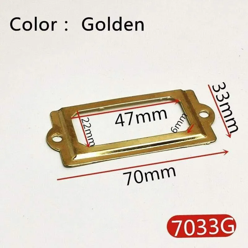 10 Stück Etiketten-Zugrahmen, antikes Messing, goldene Medizin-Schublade, Datei, Namenskartenhalter, Möbel-Hardware-Zubehör