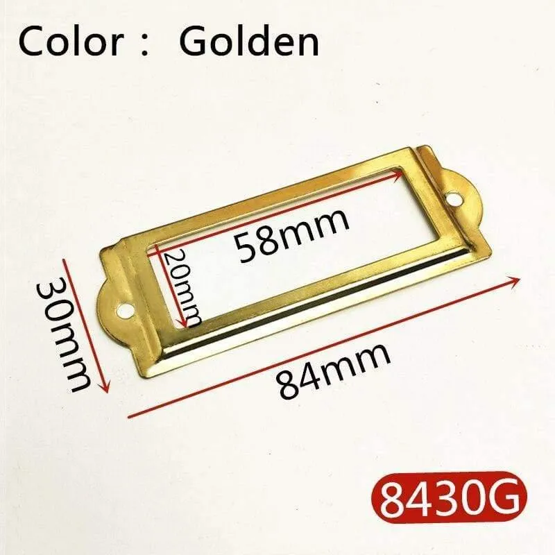 10 Stück Etiketten-Zugrahmen, antikes Messing, goldene Medizin-Schublade, Datei, Namenskartenhalter, Möbel-Hardware-Zubehör