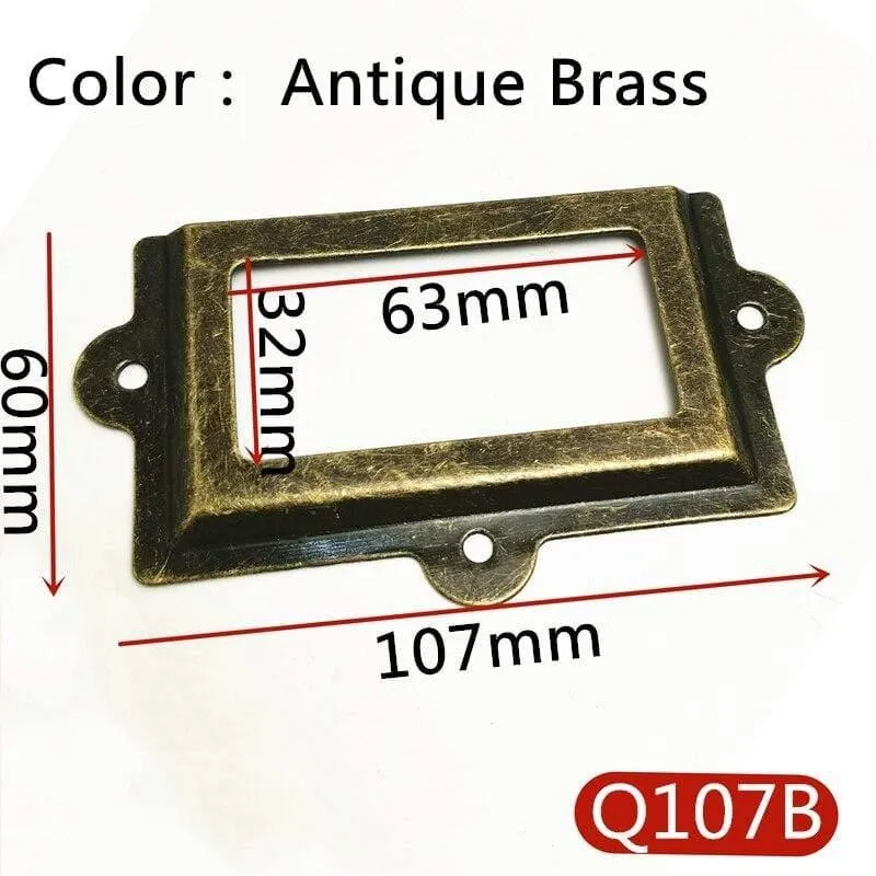 10 Stück Etiketten-Zugrahmen, antikes Messing, goldene Medizin-Schublade, Datei, Namenskartenhalter, Möbel-Hardware-Zubehör