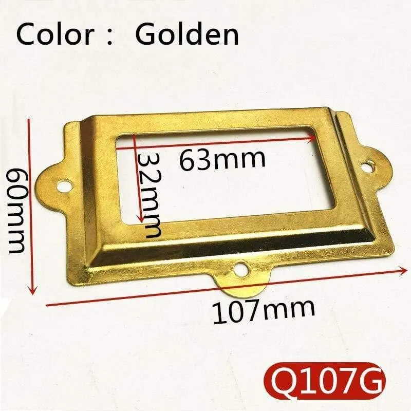 10 Stück Etiketten-Zugrahmen, antikes Messing, goldene Medizin-Schublade, Datei, Namenskartenhalter, Möbel-Hardware-Zubehör