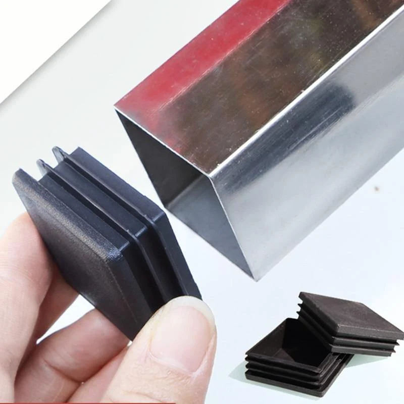10 Stück Kunststoff-Möbelbein-Lochstopfen, schwarze Stanzendabdeckung, Stahl-Vierkantrohr-Lochabdeckung, Anti-Rutsch-Matte, Möbelzubehör