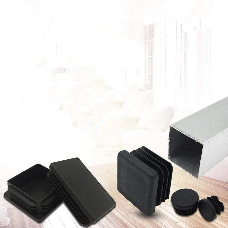 10 Stück Kunststoff-Möbelbein-Lochstopfen, schwarze Stanzendabdeckung, Stahl-Vierkantrohr-Lochabdeckung, Anti-Rutsch-Matte, Möbelzubehör