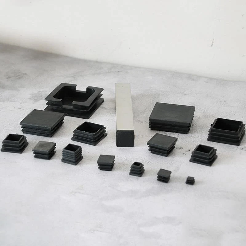 10 Stück Kunststoff-Möbelbein-Lochstopfen, schwarze Stanzendabdeckung, Stahl-Vierkantrohr-Lochabdeckung, Anti-Rutsch-Matte, Möbelzubehör