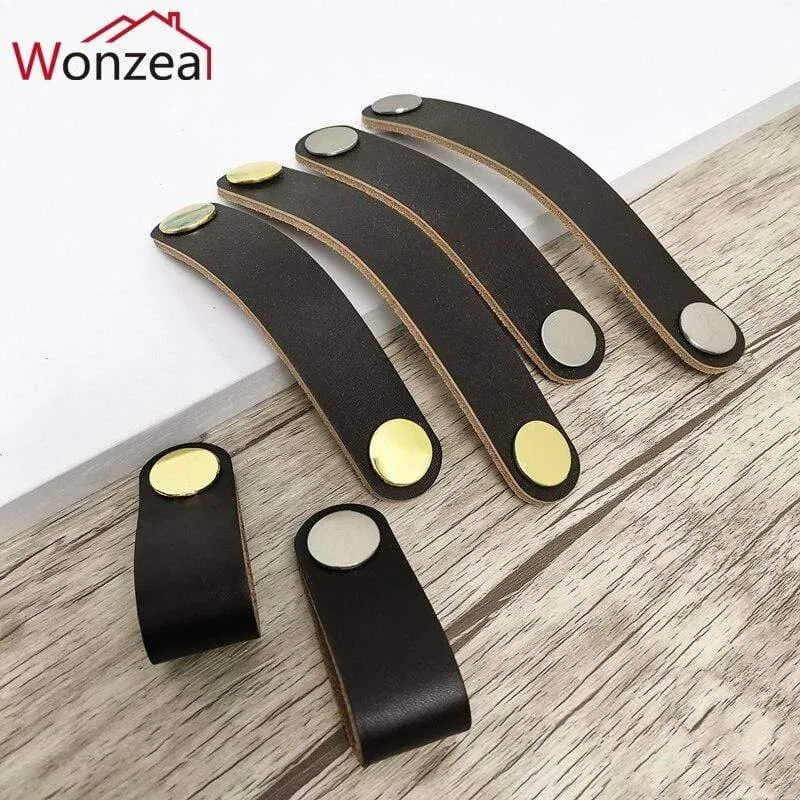 Griff aus echtem Leder, weich, braun, für Möbel, Schrank, Schrank, Kommode, Schublade, Schrank, Türgriffe, Hardware-Zubehör