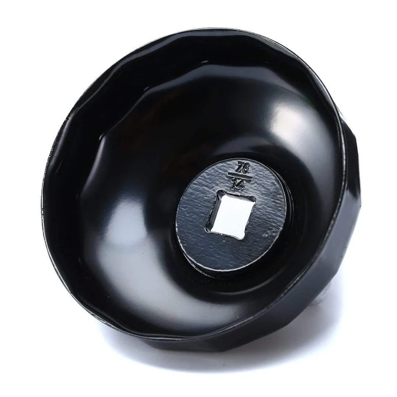 1-teiliger schwarzer Stahl 74 mm 14-Flöten-Motorradölfilter-Schraubenschlüsselkappengehäuse Werkzeugbuchse Ausbau für BMW K75 K100 R1100 R1150