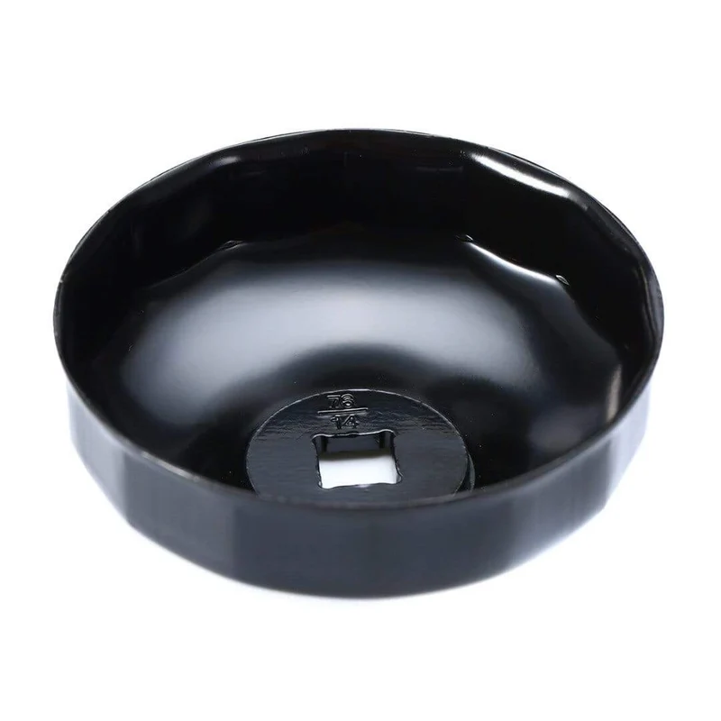 1-teiliger schwarzer Stahl 74 mm 14-Flöten-Motorradölfilter-Schraubenschlüsselkappengehäuse Werkzeugbuchse Ausbau für BMW K75 K100 R1100 R1150