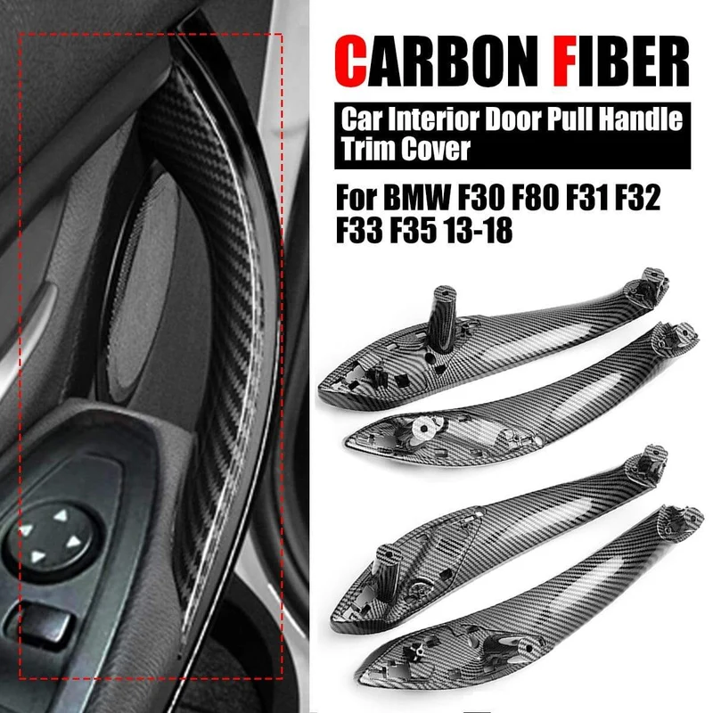 Kunststoff Auto Innentür Pull Griff Trim Abdeckung Carbon Gedruckt Für BMW F30 F80 F31 F32 F33 F35 2013 2014 2015 2016-2018