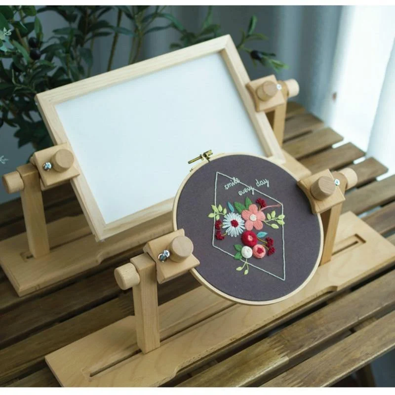 Holz Stickerei Hoop Stand Kreuzstich Stickerei Rahmen Schreibtisch Stehgestell Craft Handarbeiten Kunst Nähen Home Stitchwork Tools