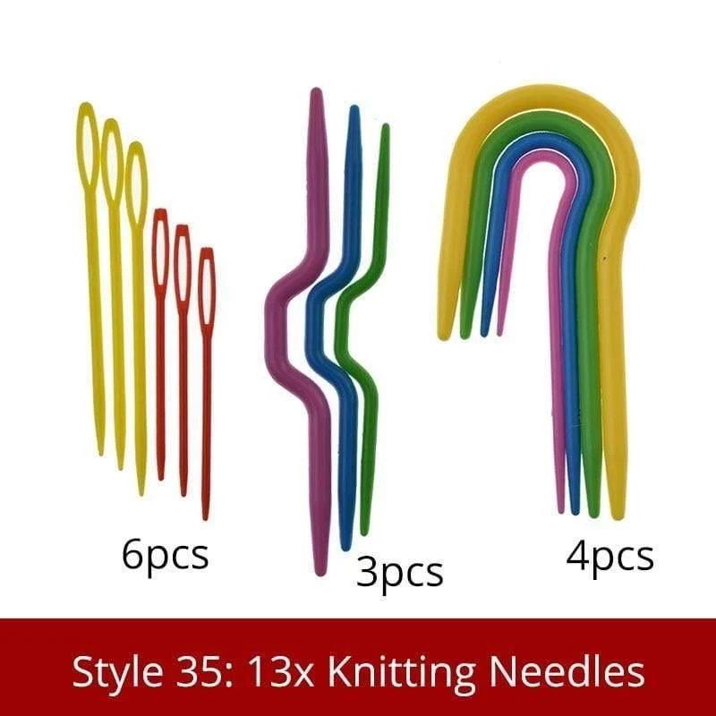 35 Stile Nähzubehör für Häkelnadeln und Stricknadeln, DIY-Nadeln, Kunsthandwerk, Weben mit Maschenmarkierern, Nähwerkzeuge