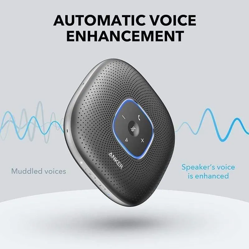 Anker PowerConf Bluetooth-Freisprecheinrichtung Konferenzlautsprecher mit 6 Mikrofonen, verbesserter Sprachaufnahme, 24-Stunden-Anrufzeit