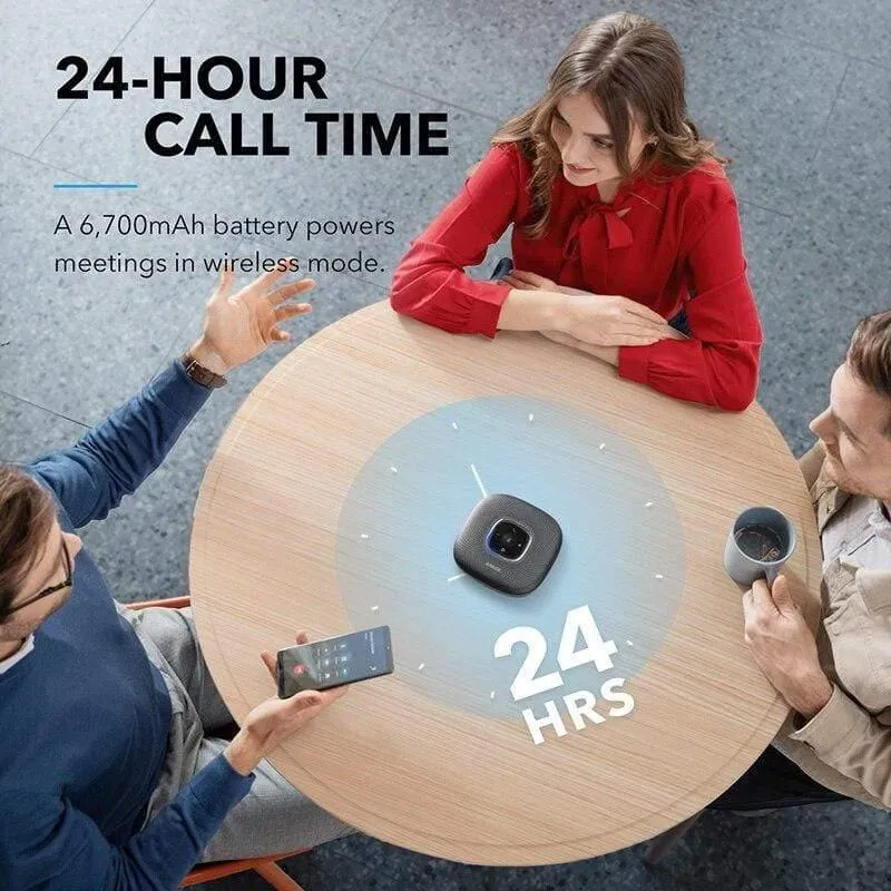 Anker PowerConf Bluetooth-Freisprecheinrichtung Konferenzlautsprecher mit 6 Mikrofonen, verbesserter Sprachaufnahme, 24-Stunden-Anrufzeit