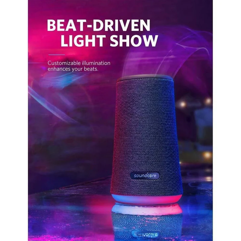 Soundcore Flare + tragbarer Bluetooth-Lautsprecher Von Anker Riesiger 360 'Sound IPX7 Wasserdichter Bigger Bass Ambient LED 20-Stunden-Spielzeit (Schwarz)