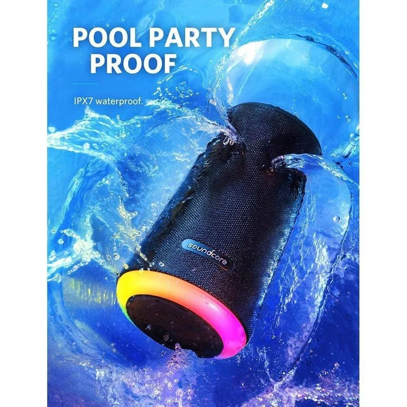Soundcore Flare + tragbarer Bluetooth-Lautsprecher Von Anker Riesiger 360 'Sound IPX7 Wasserdichter Bigger Bass Ambient LED 20-Stunden-Spielzeit (Schwarz)