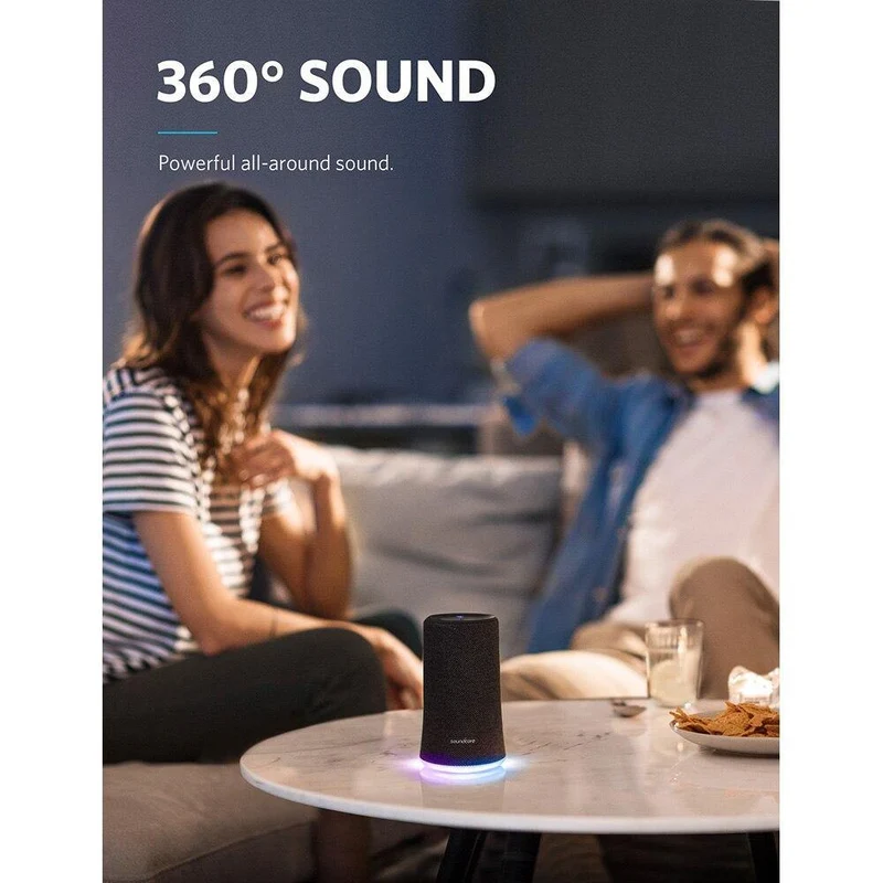 Anker Soundcore Flare Tragbarer Bluetooth 360 'Lautsprecher mit rundum klangverstärktem Bass Umgebungs-LED-Licht IPX7 Wasserdicht
