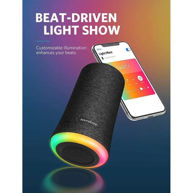Anker Soundcore Flare Tragbarer Bluetooth 360 'Lautsprecher mit rundum klangverstärktem Bass Umgebungs-LED-Licht IPX7 Wasserdicht