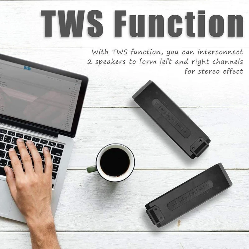 40 W tragbarer drahtloser Lautsprecher Bluetooth Soundbar Subwoofer mit tiefem Bass TWS Typ C IPX7 wasserdicht 15 Stunden BT4.2 (schwarz)