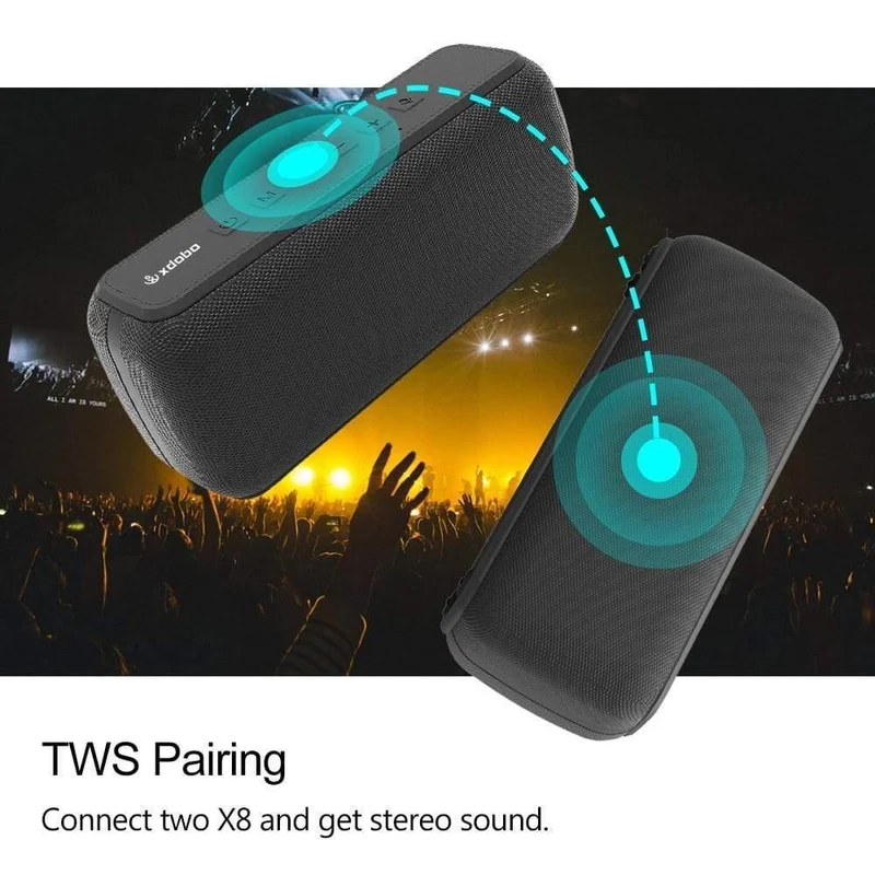Tragbare 60-W-Bluetooth-Lautsprecher mit drahtlosem Subwoofer IPX5 Wasserdichter TWS 15H-Spielzeit Voice Assistant Extra Bass