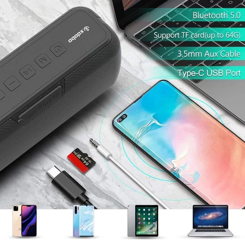 Tragbare 60-W-Bluetooth-Lautsprecher mit drahtlosem Subwoofer IPX5 Wasserdichter TWS 15H-Spielzeit Voice Assistant Extra Bass