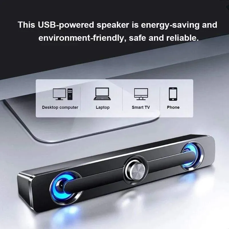 SADA V-111 Computerlautsprecher USB-Kabel Leistungsstarke Bar Stereo-Subwoofer Basslautsprecher Surround-Soundbox für PC Laptop Telefon Tablet M (Schwarz)