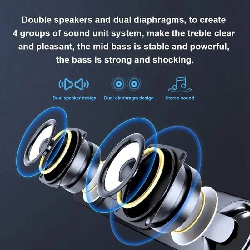 SADA V-111 Computerlautsprecher USB-Kabel Leistungsstarke Bar Stereo-Subwoofer Basslautsprecher Surround-Soundbox für PC Laptop Telefon Tablet M (Schwarz)
