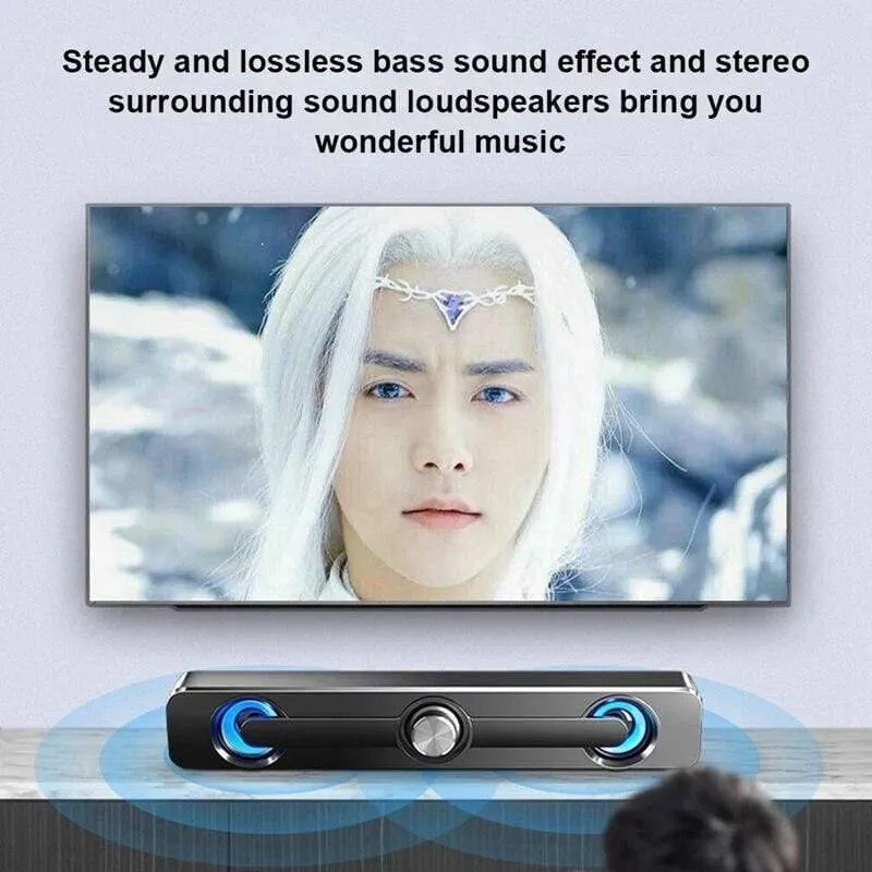 SADA V-111 Computerlautsprecher USB-Kabel Leistungsstarke Bar Stereo-Subwoofer Basslautsprecher Surround-Soundbox für PC Laptop Telefon Tablet M (Schwarz)