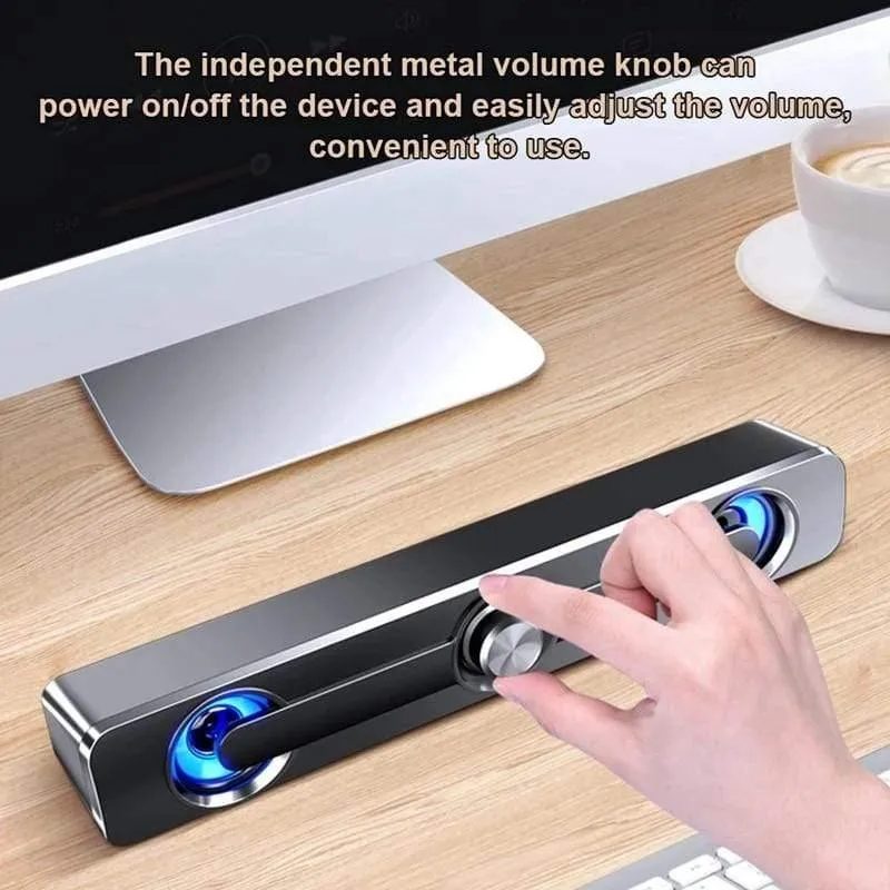 SADA V-111 Computerlautsprecher USB-Kabel Leistungsstarke Bar Stereo-Subwoofer Basslautsprecher Surround-Soundbox für PC Laptop Telefon Tablet M (Schwarz)