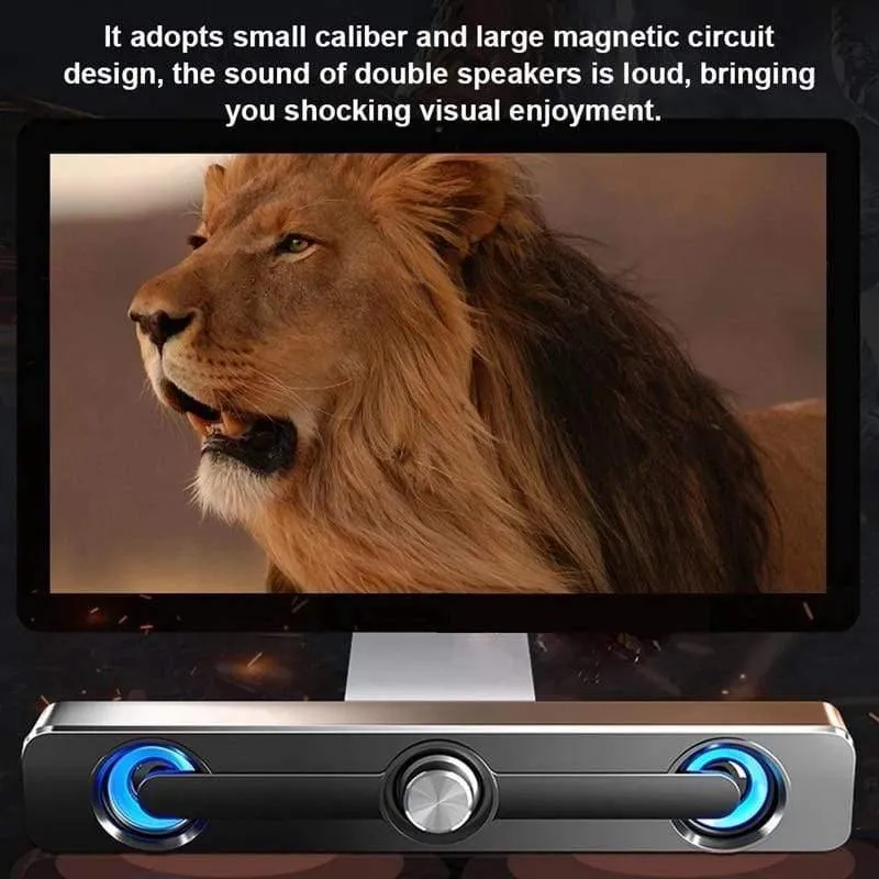 SADA V-111 Computerlautsprecher USB-Kabel Leistungsstarke Bar Stereo-Subwoofer Basslautsprecher Surround-Soundbox für PC Laptop Telefon Tablet M (Schwarz)