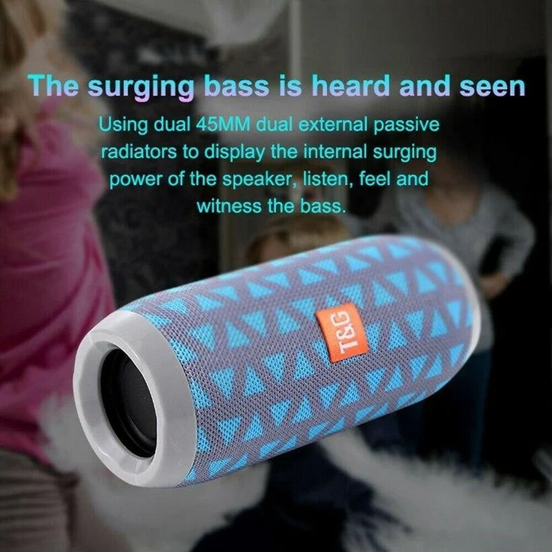 Wasserdichter Subwoofer, tragbarer Bluetooth-Lautsprecher, 8D-Surround-Lautsprecher, TF-Karte/AUX/FM-Radio/Anruf, 1200 mAh für Outdoor-Sportarten