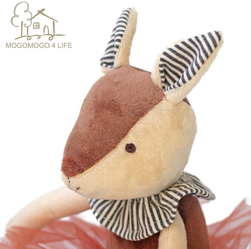Luxuriöses, handgefertigtes Mogo-Plüschtier, 37 cm, süßes Reh im Tutu, weiche Stofftierpuppe, dekoratives Spielzeug, weiches Reh, Wohnaccessoires (braun, 37 cm)