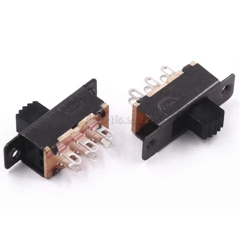 10PCS Kippschalter 2 Position 6 Stifte mit festem Lochgriff Hoch 5 mm DPDT 2P2T Schalttafelschalter 125VAC