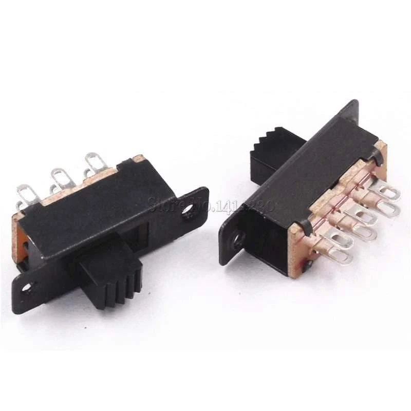 10PCS Kippschalter 2 Position 6 Stifte mit festem Lochgriff Hoch 5 mm DPDT 2P2T Schalttafelschalter 125VAC