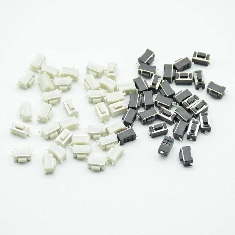 50 Stück 3 * 6 * 4.3 / 4.5 / 5 mm Panel-Platine Momentan taktile Takt-Drucktaste Mikroschalter 2-polige DIP-Light-Touch-Tasten Tastatur Schwarz / Weiß