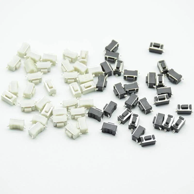 50 Stück 3 * 6 * 4.3 / 4.5 / 5 mm Panel-Platine Momentan taktile Takt-Drucktaste Mikroschalter 2-polige DIP-Light-Touch-Tasten Tastatur Schwarz / Weiß