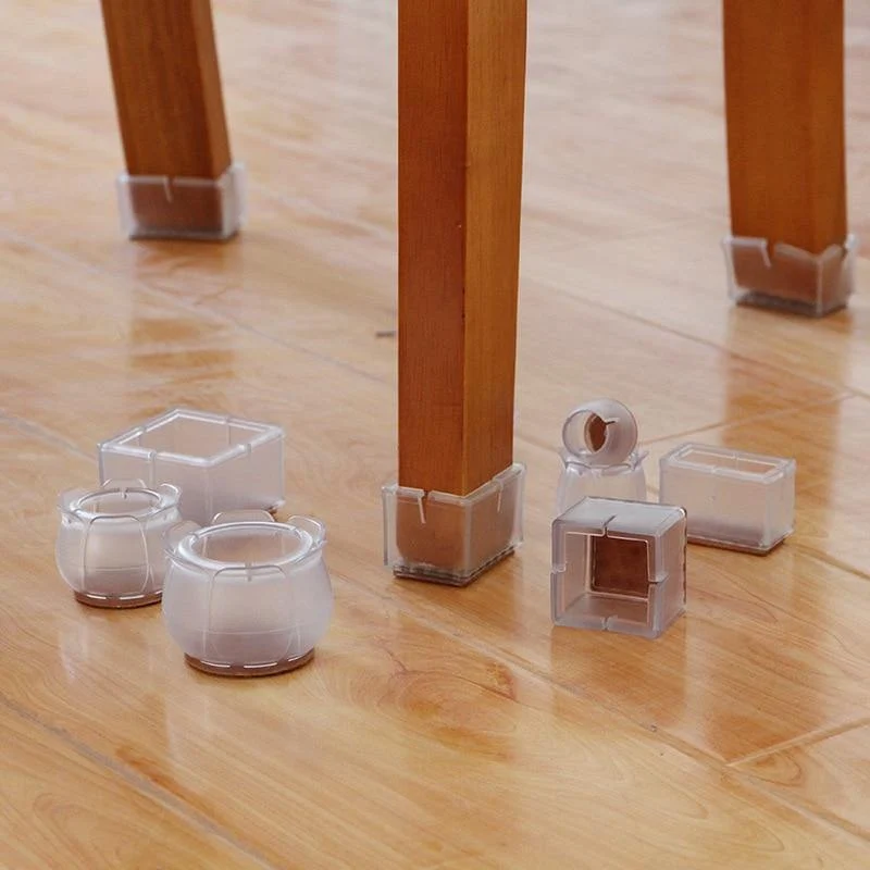 10PCs / Set Transparente rutschfeste Silikonmatte Tisch Schreibtischstühle Handschuhe Fußschutzpolster Ärmel Möbelzubehör