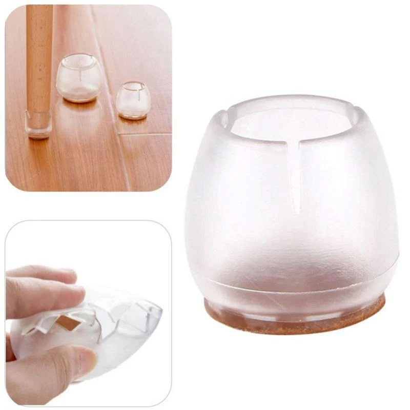10PCs / Set Transparente rutschfeste Silikonmatte Tisch Schreibtischstühle Handschuhe Fußschutzpolster Ärmel Möbelzubehör