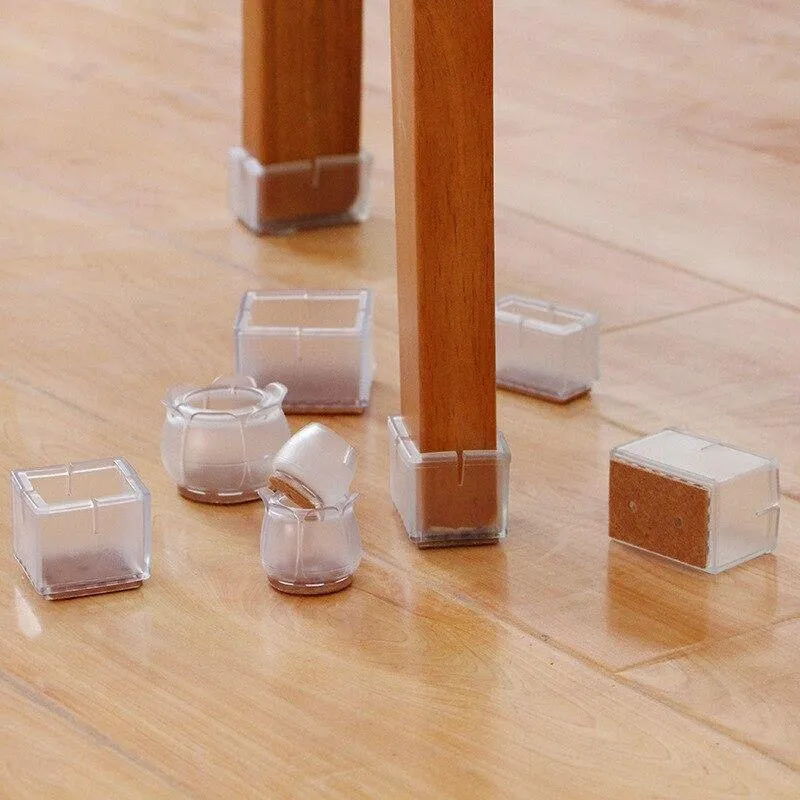 10PCs / Set Transparente rutschfeste Silikonmatte Tisch Schreibtischstühle Handschuhe Fußschutzpolster Ärmel Möbelzubehör