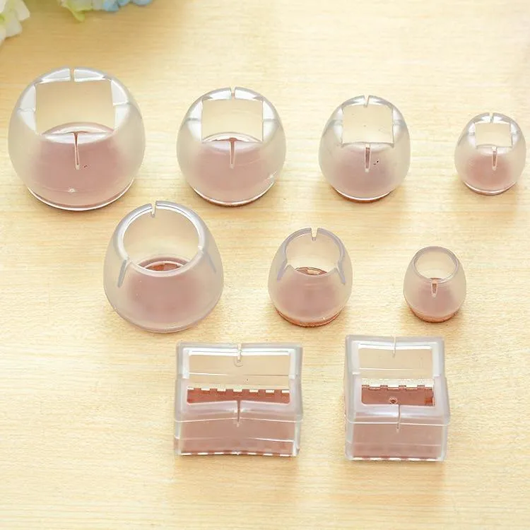 10PCs / Set Transparente rutschfeste Silikonmatte Tisch Schreibtischstühle Handschuhe Fußschutzpolster Ärmel Möbelzubehör
