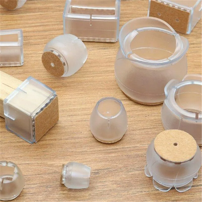 10PCs / Set Transparente rutschfeste Silikonmatte Tisch Schreibtischstühle Handschuhe Fußschutzpolster Ärmel Möbelzubehör
