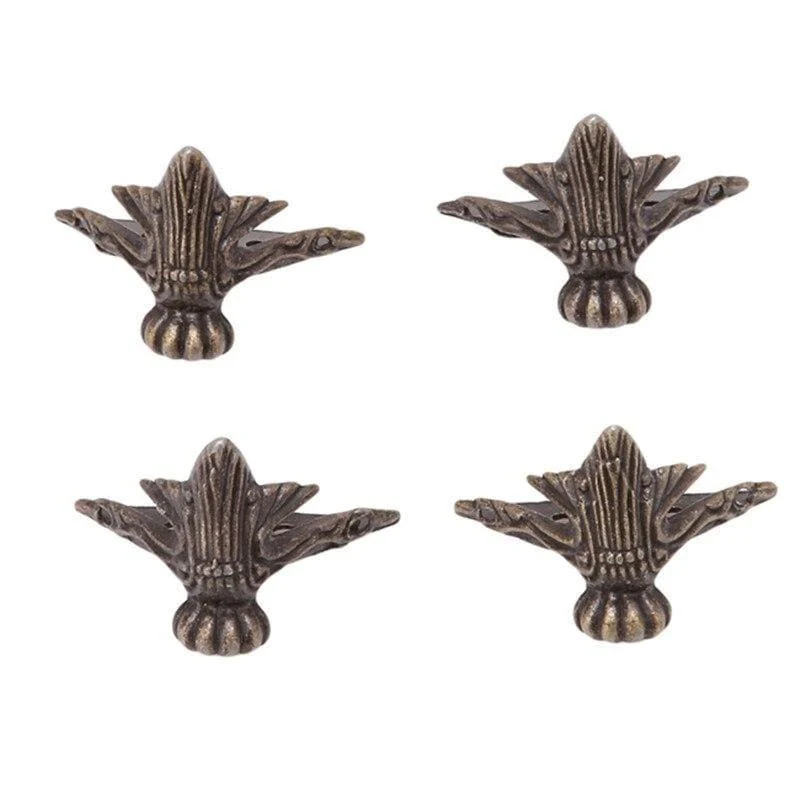 4 teile/satz Antike Messing Schmuck Brust Holz Box Dekorative Füße Bein Ecke Schutz Vintage Dekoration Möbel Zubehör